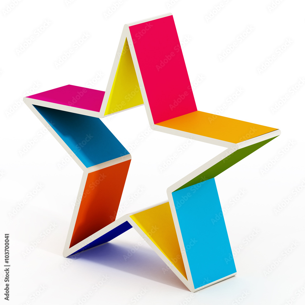 Multi colored star shape isolated on white background Multi colored star shape isolated on white background