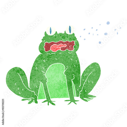 retro cartoon burping frog