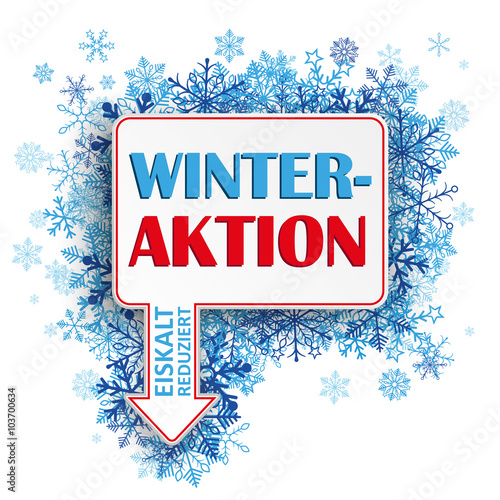 Rectangle Arrow Pointer Blue Snowflakes Winteraktion