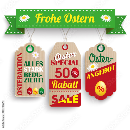 Osterangebot 3 Price Stickers Ribbon White