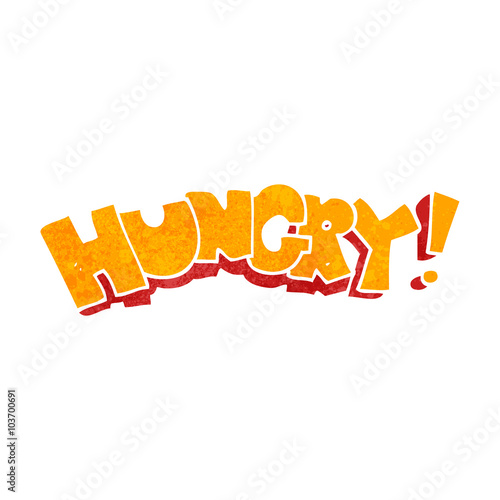 retro cartoon hungry text