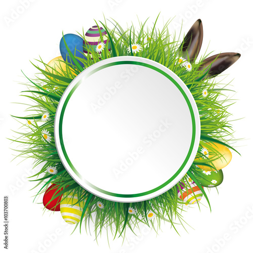 Easter Eggs Hare Ears Circle Label