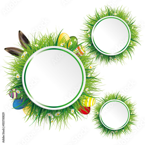 Easter Eggs Hare Ears Grass 3 Circles