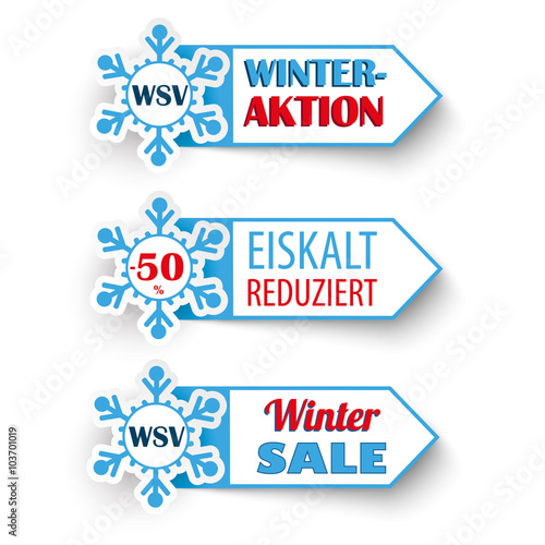 3 Winter Sale Markers Snowflakes WSV