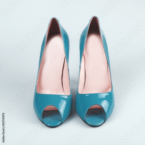 Blue shoes isolated on white background