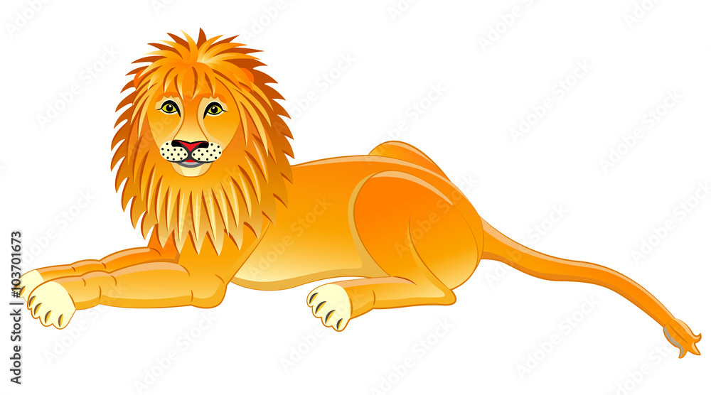 Fototapeta premium Lion king. Isolated animal. Vector illustration.