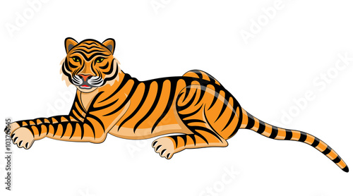 Fototapeta Naklejka Na Ścianę i Meble -  Tiger. Isolated animal. Vector illustration.