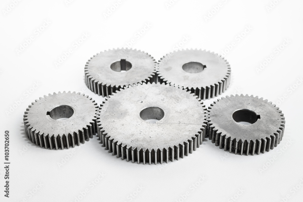 set of gears for meaning teamwork on isolated set of gears for meaning teamwork on isolated
