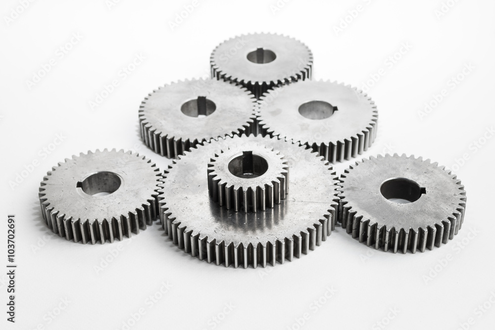set of gears for meaning teamwork on isolated