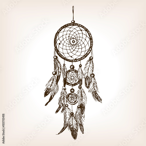 Dreamcatcher hand drawn sketch style vector