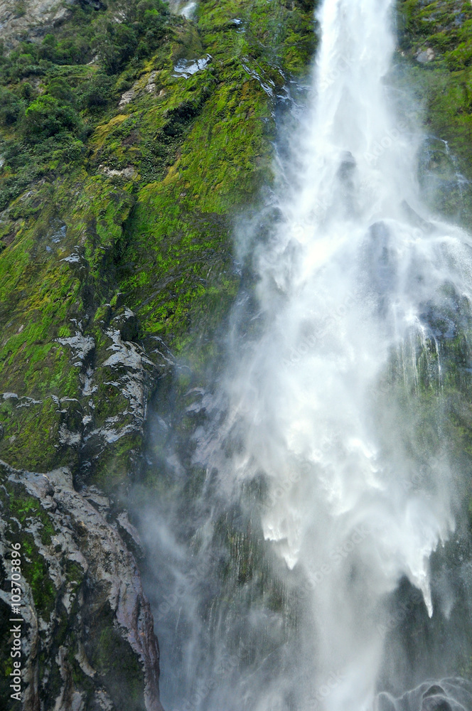 Waterfalls at Milford Sound, New Zealand Waterfalls at Milford Sound, New Zealand