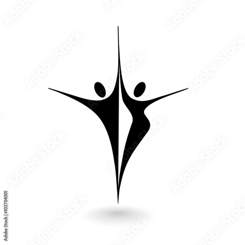 Stylized logo with a male and female figure