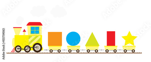 Learing basic shapes train - maths vector ilustration for children