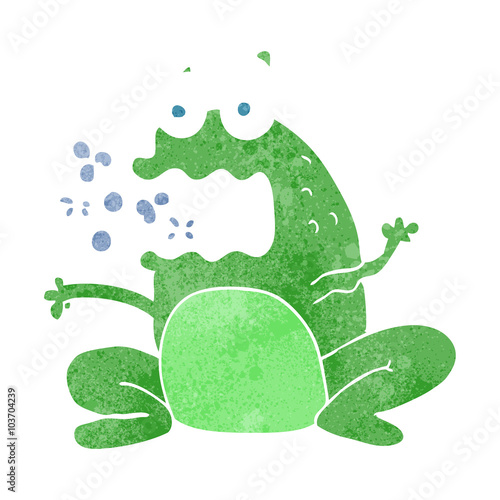 retro cartoon burping frog