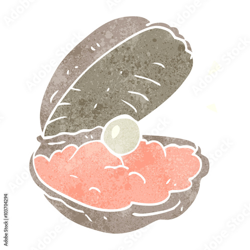 retro cartoon oyster with pearl