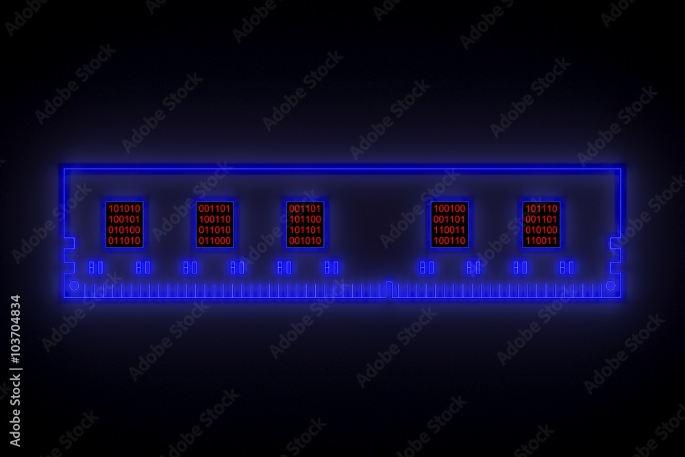 DDR is presented in the form of neon with binary code DDR is presented in the form of neon with binary code