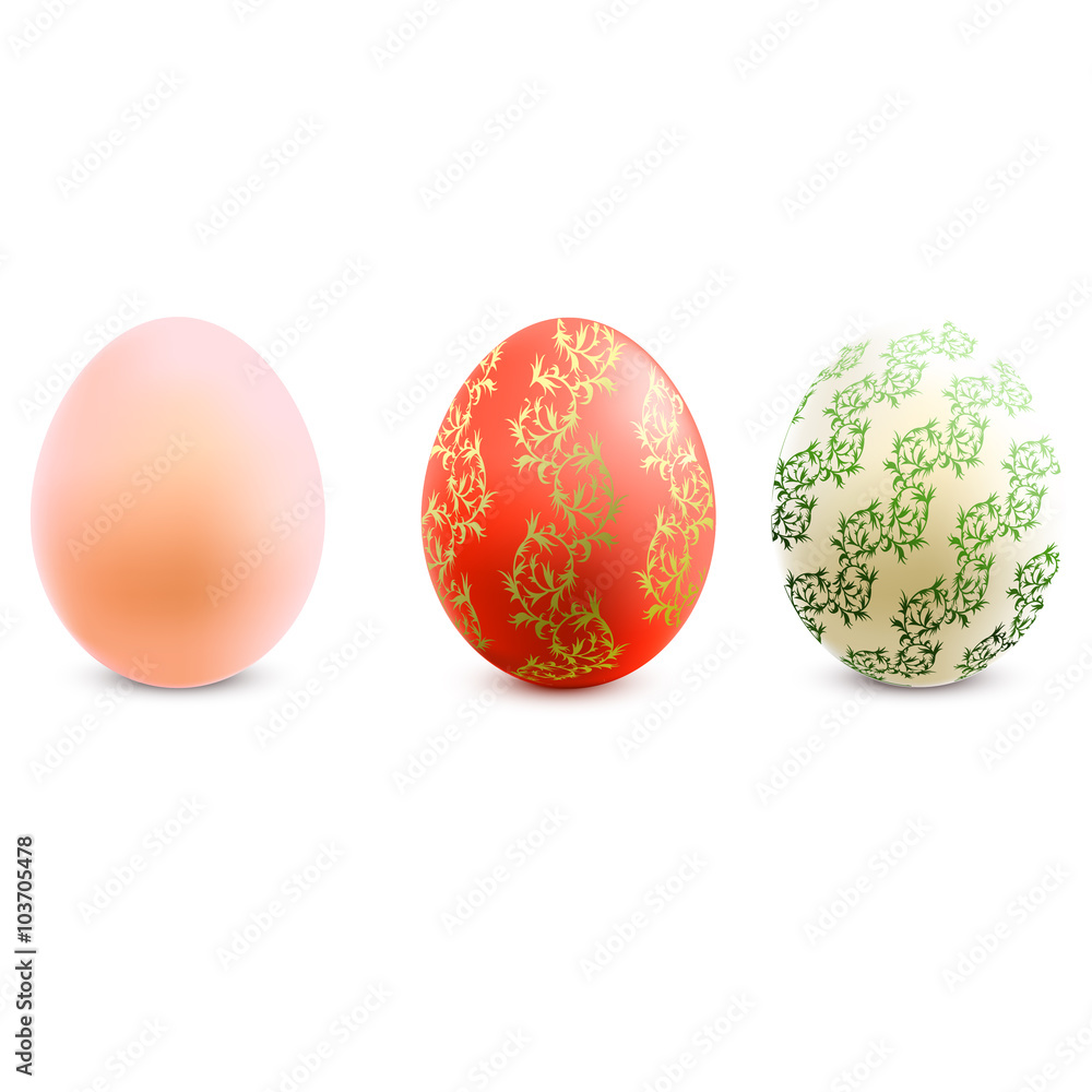 3D Vector easter eggs set with shadows 3D Vector easter eggs set with shadows