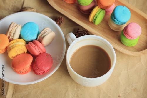 macaroons and hot coffee