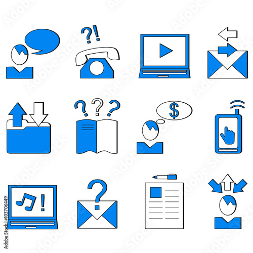 Icons business, the person speaks, the entering and outgoing calls, the message came, to answer the mobile phone, 