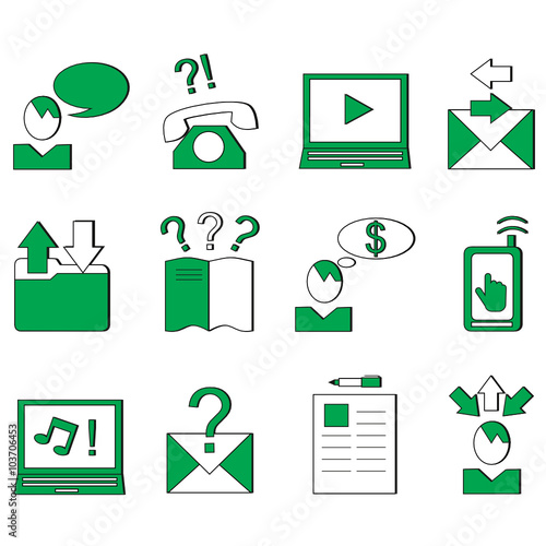 Icons business, the person speaks, the entering and outgoing calls, the message came, to answer the mobile phone, 