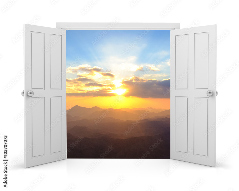 3d white double door on white background 3d white double door on white background