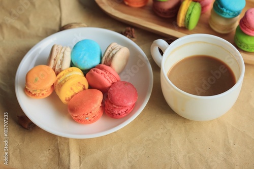 macaroons and hot coffee