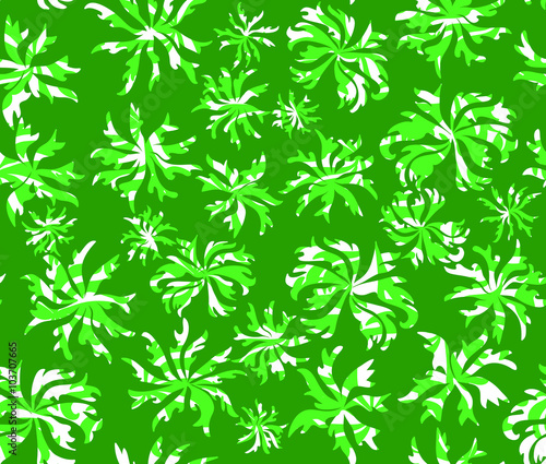 Green floral vector seamless pattern