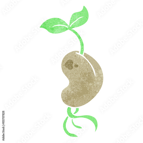 retro cartoon sprouting seed