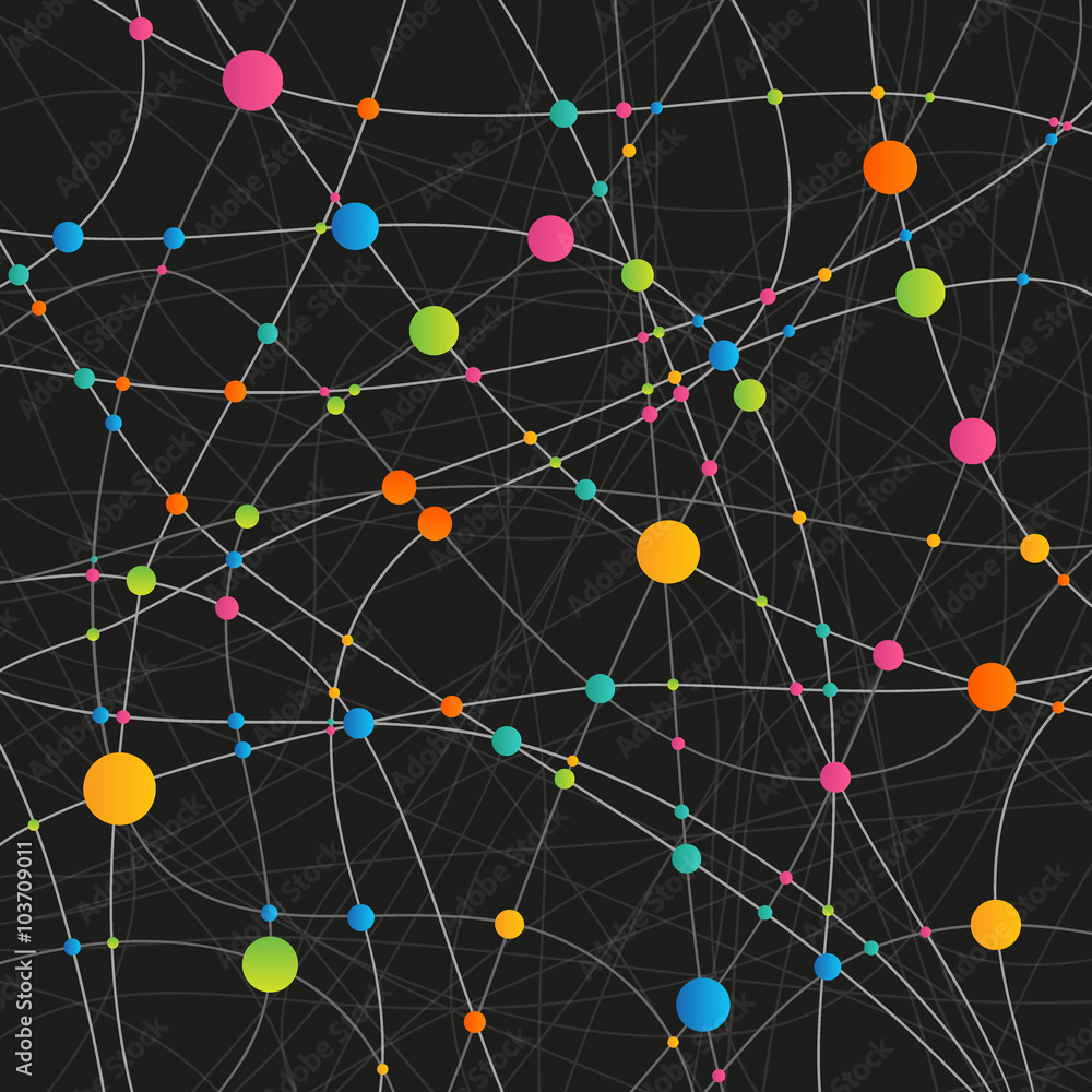 Dots and circles connected by lines and curves Dots and circles connected by lines and curves