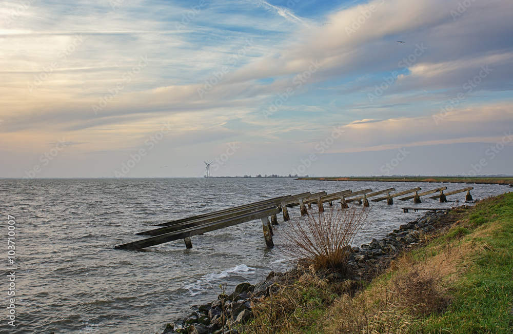Breakwaters for the dike of Marken, Netherlands. Breakwaters for the dike of Marken, Netherlands.