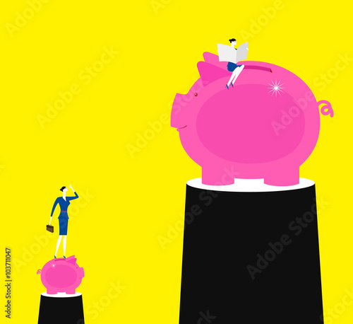 Future goals / A business woman sees his goal for future.