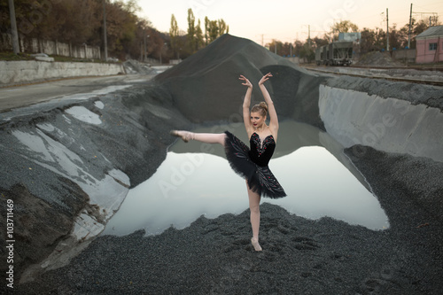 Ballerina on gravel