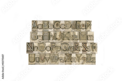Photo Stock Alphabet Lettres Majuscules Minuscules A B C D E F G H I J K L M N O P Q R S T U V W X Y Z Caracteres D Imprimerie En Plomb Adobe Stock