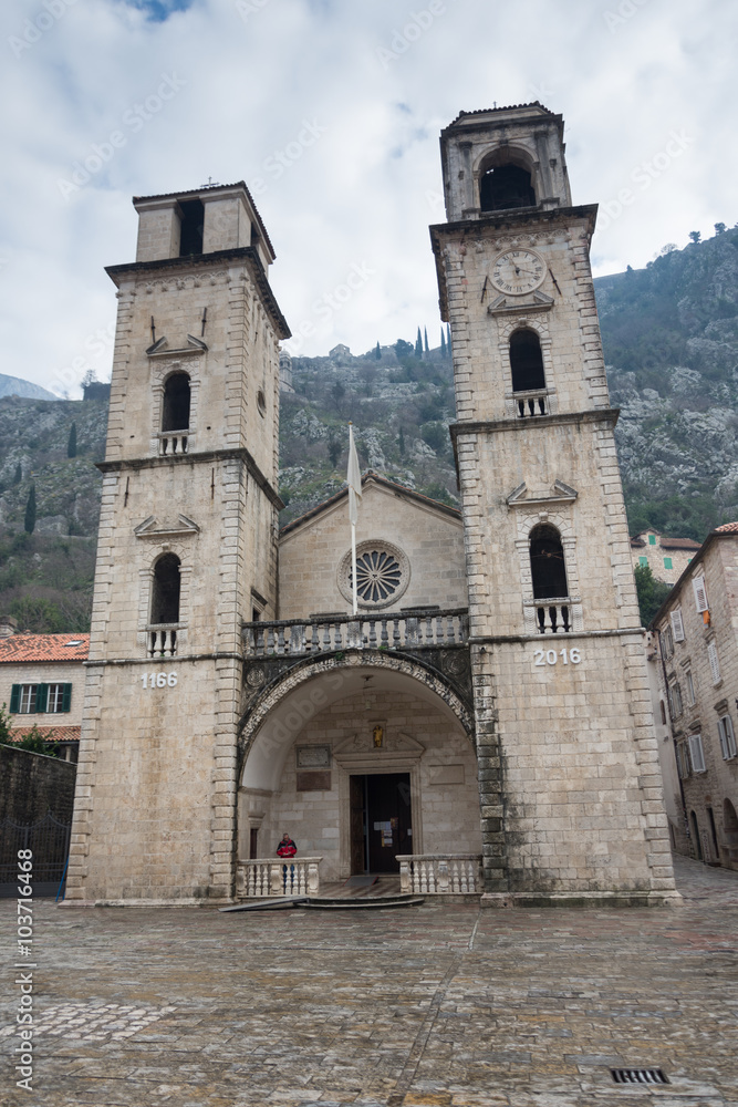 Old medieval orthodox church in old town of Kotor Montenegro