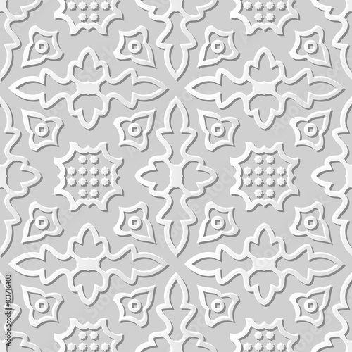 Vector damask seamless 3D paper art pattern background 095 Kaleidoscope Frame 