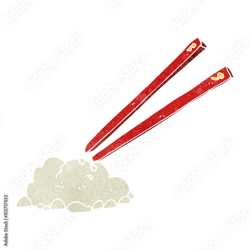 retro cartoon chopsticks and rice