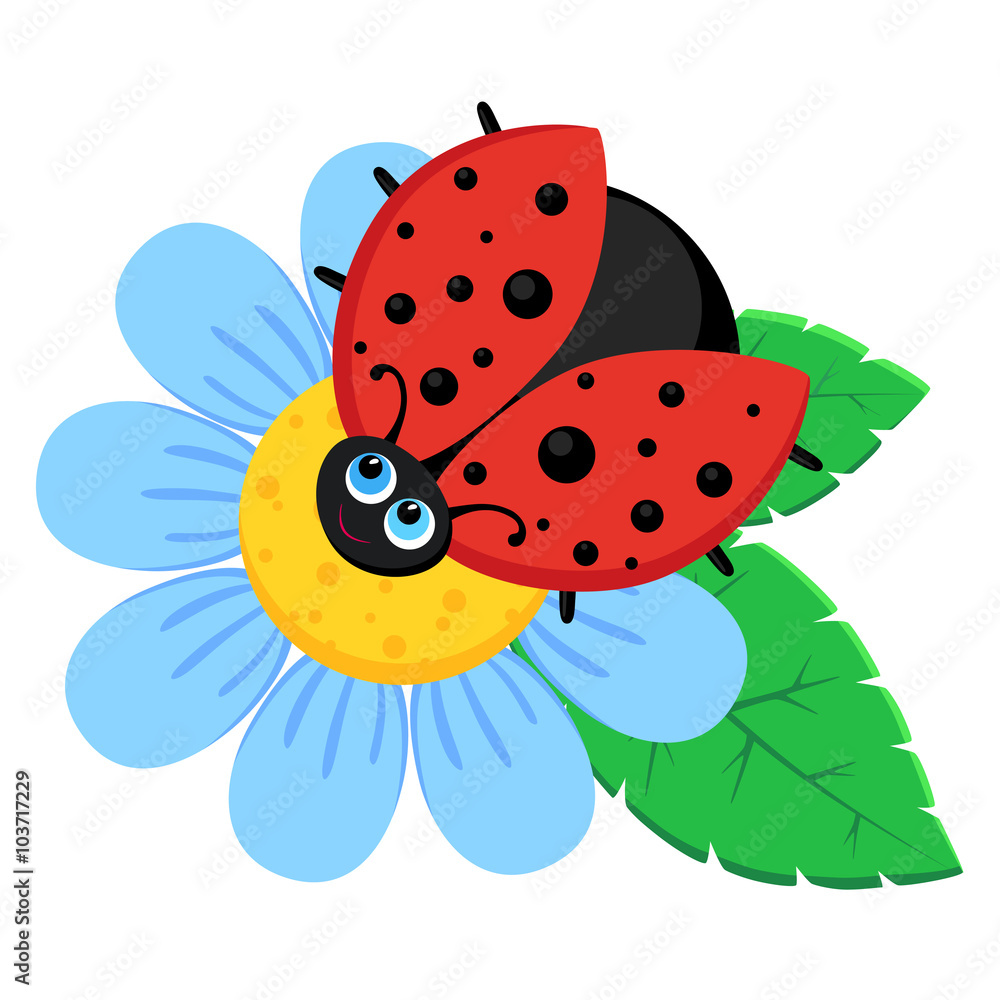 Fototapeta premium Vector illustration of beetle on flower
