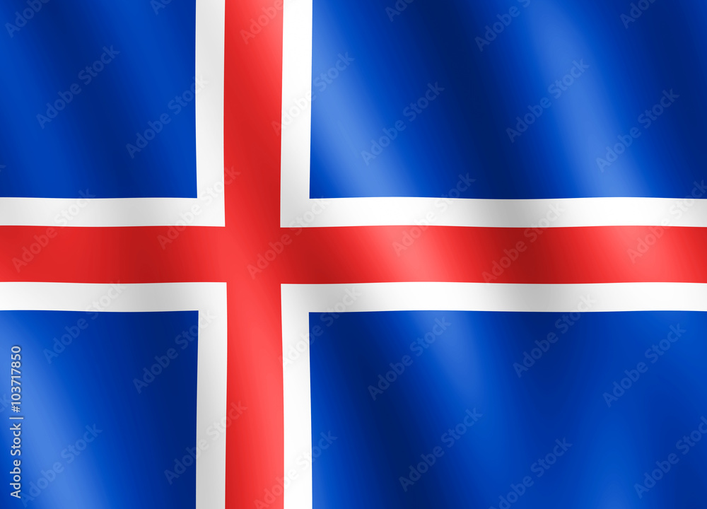 Fototapeta premium Flag of Iceland waving in the wind