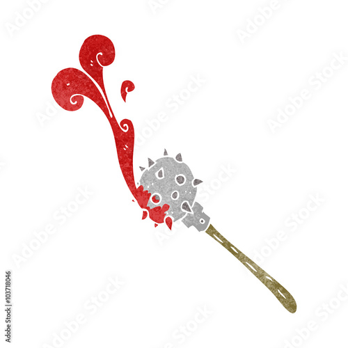 retro cartoon bloody medieval mace