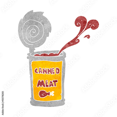 retro cartoon canned meat