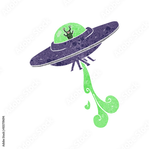 retro cartoon alien spaceship