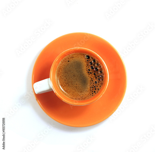 orange cup of coffee