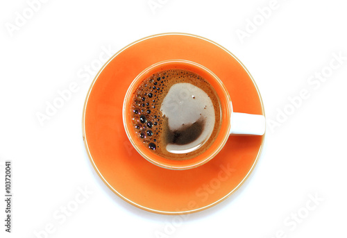 orange cup of espresso