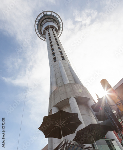 The view from the base of Auckland sky tower, the famouse landma