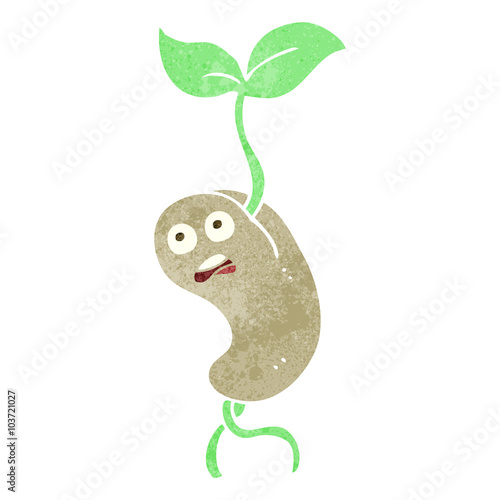 retro cartoon sprouting seed
