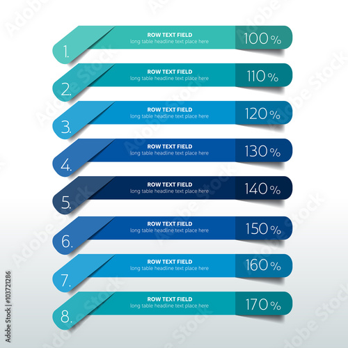 Table, schedule design template with 8 row. Vector banner.