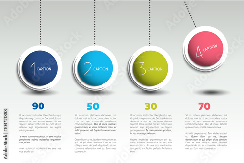 Infographic vector option banner with pendulum. Color spheres, balls, bubbles. Infographic template. photo