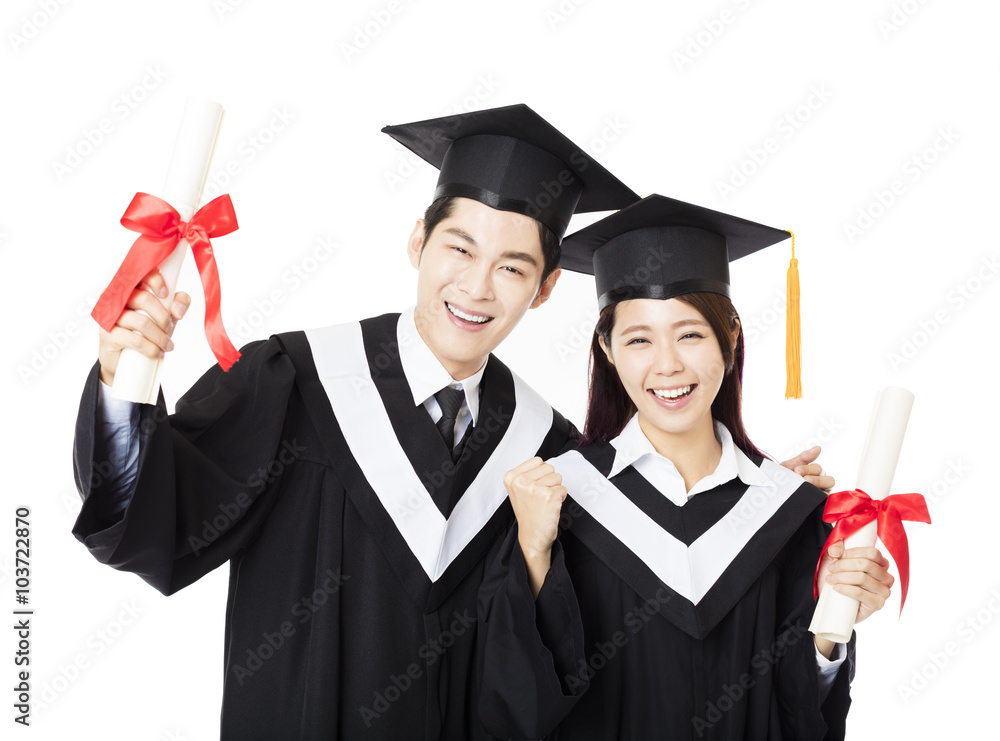 happy Graduation man and woman education students happy Graduation man and woman education students