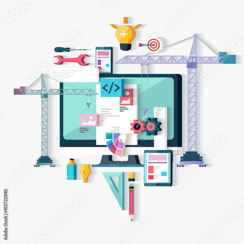 Web design and Programming. Flat design.