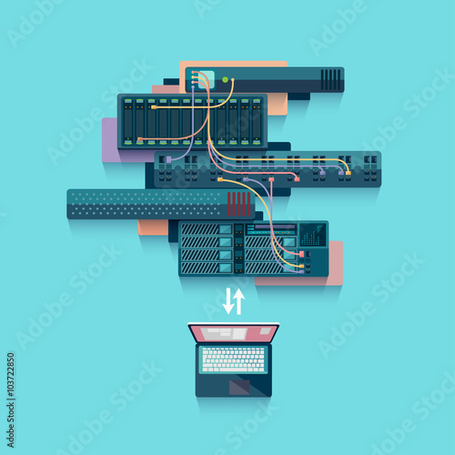 Server room. Flat design.